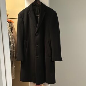 Chaps Black Trench Coat Tailored Formal Design
